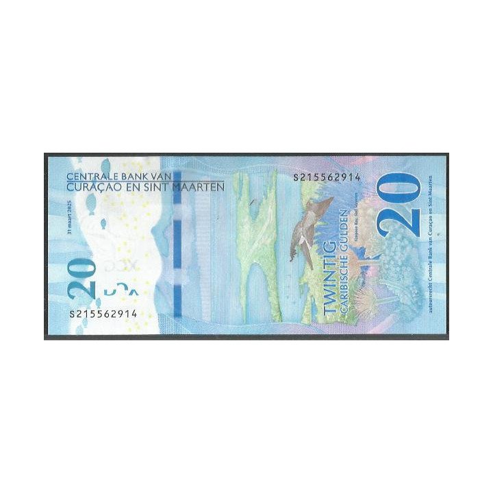 Curacao & Sint Marteen 20 Gulden 31 Mar 2025 P2 reverso