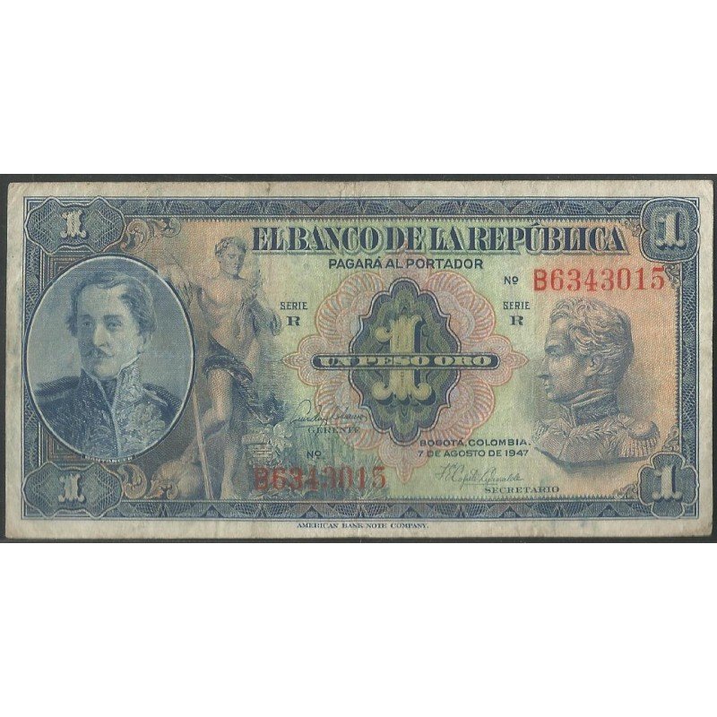 Billete de 1 Peso 7 ago 1947 B BGW033