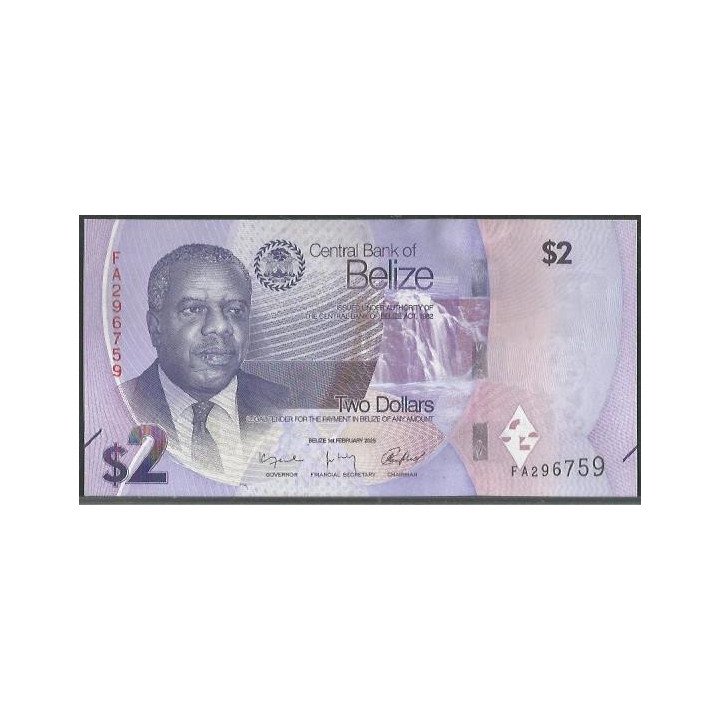 Belize 2 Dollars 1 Feb 2025 P73a