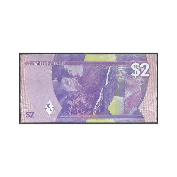 Belize 2 Dollars 1 Feb 2025 P73a reverso