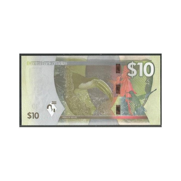 Belize 10 Dollars 1 Feb 2025 P75a reverso