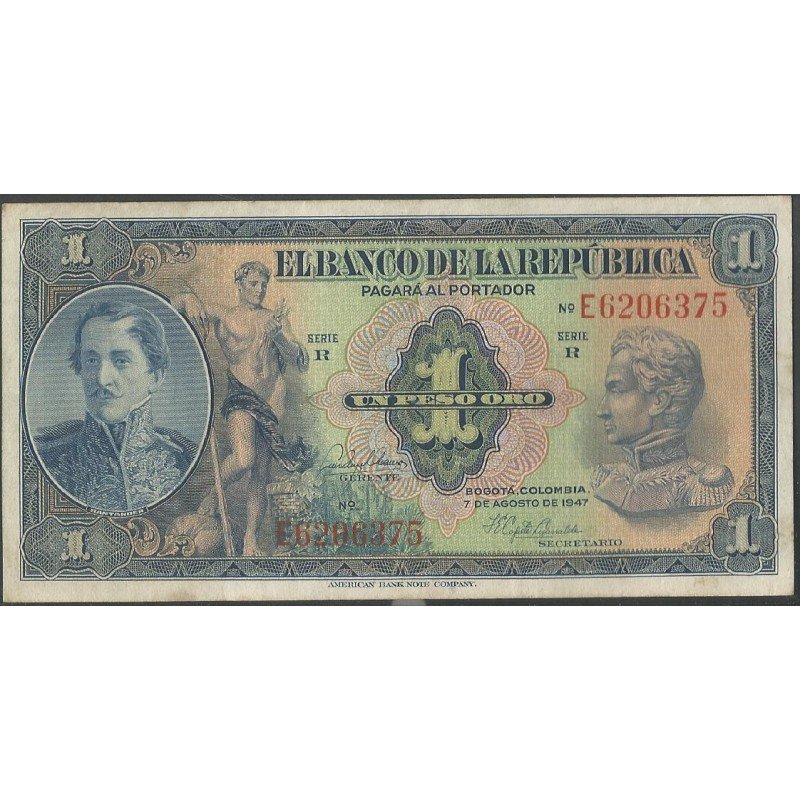 Billete de 1 peso 7 ago 1947 E 7 dig. BGW039