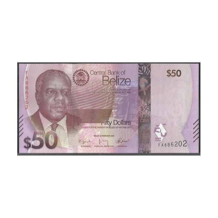 Belize 50 Dollars 1 Feb 2025 P77a