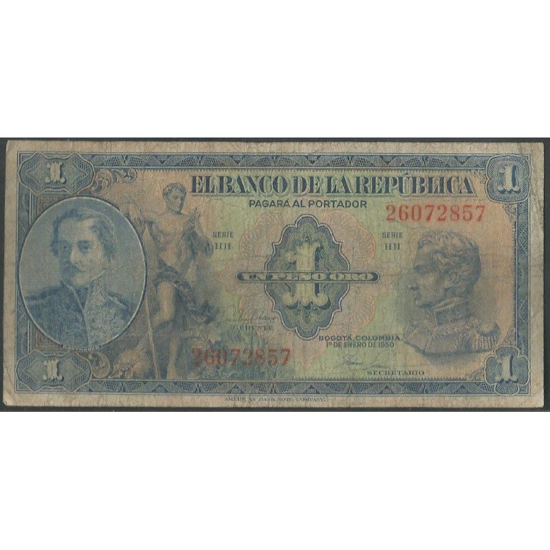 Billete de 1 Peso 1 ene 1950 8 dig. BGW042