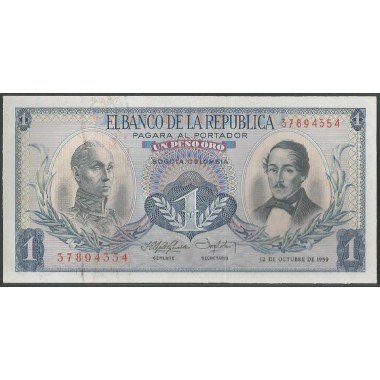 Billete de 1 Peso 12 oct 1959 BGW045