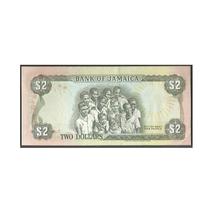 Jamaica 2 Dollars 1 Feb 1993 P69e reverso