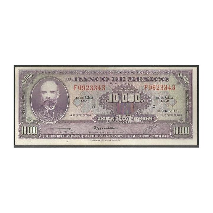 Mexico 10.000 Pesos 18 Ene 1978 Serie CES P72