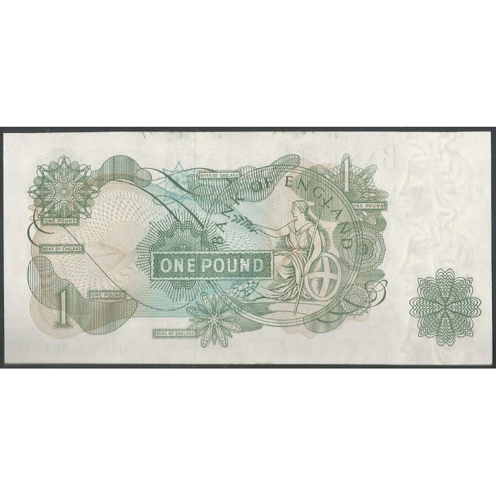 Inglaterra 1 Pound ND1970-77 P374g reverso