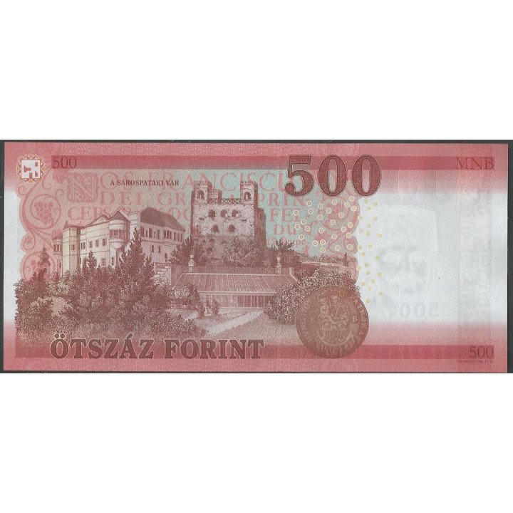 Hungria 500 Forint 2018 P202a reverso