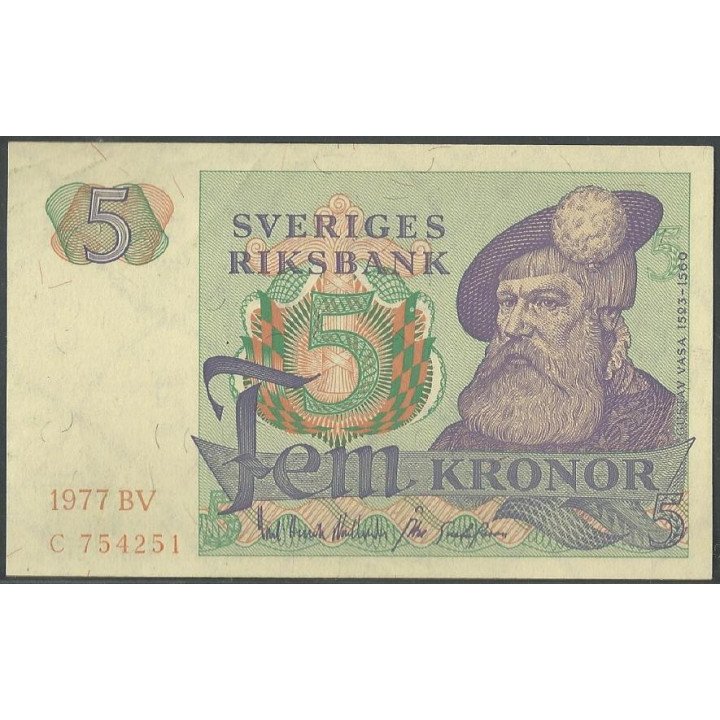 Suecia 5 Kronor 1977 P51d