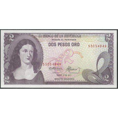 Billete de 2 Pesos 1 ene 1977 BGW098