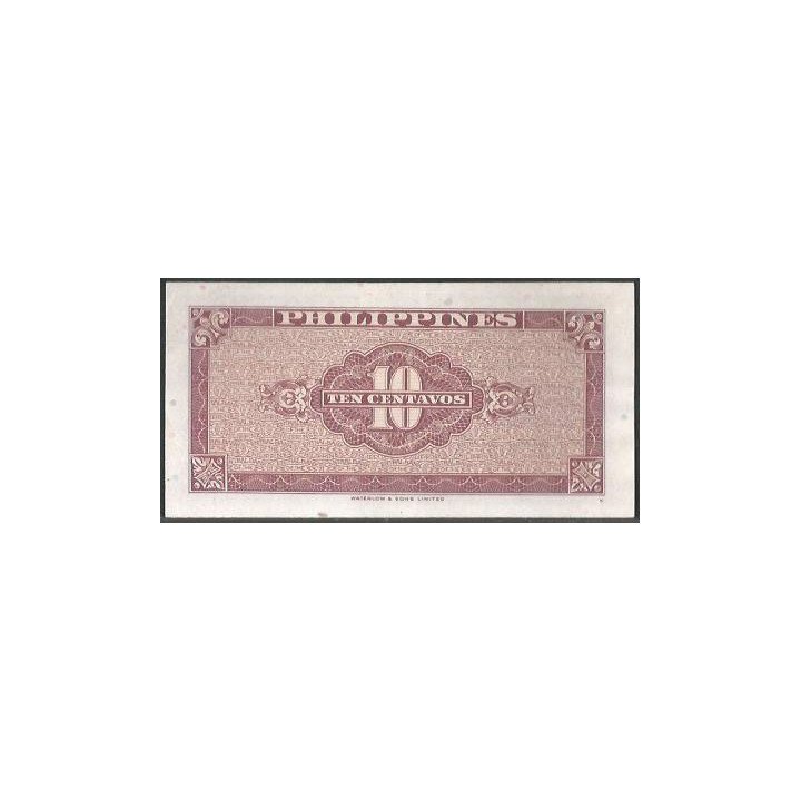 Filipinas 10 Centavos ND1949 P128 reverso