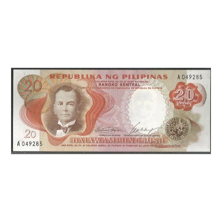 Filipinas 20 Piso ND1969 Firma 7 P145a