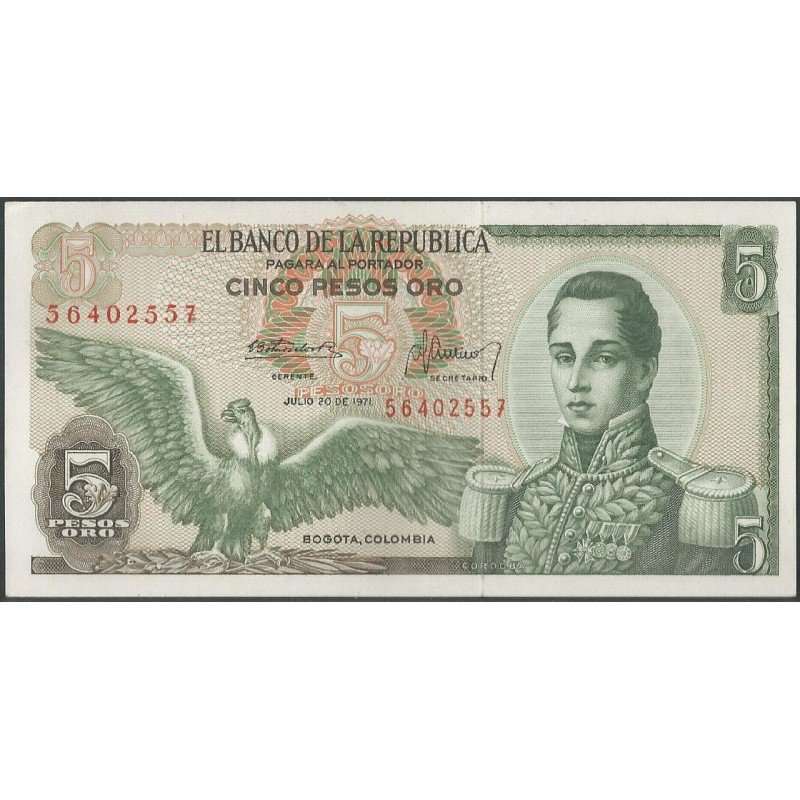 Billete de 5 Pesos 20 jul 1971 BGW136