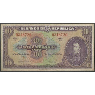 Billete de 10 Pesos 1 Ene 1950 BGW172