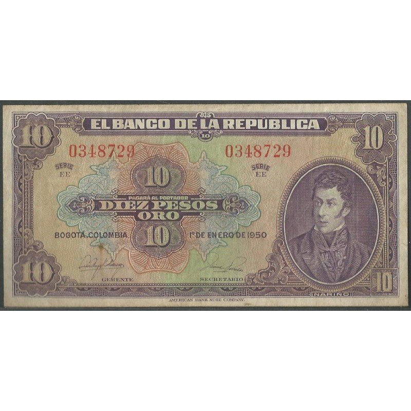 Billete de 10 Pesos 1 Ene 1950 BGW172