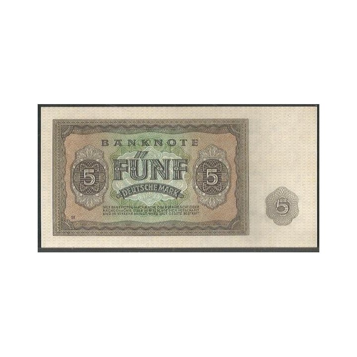 Alemania Democratica 5 Mark 1948 P11a reverso