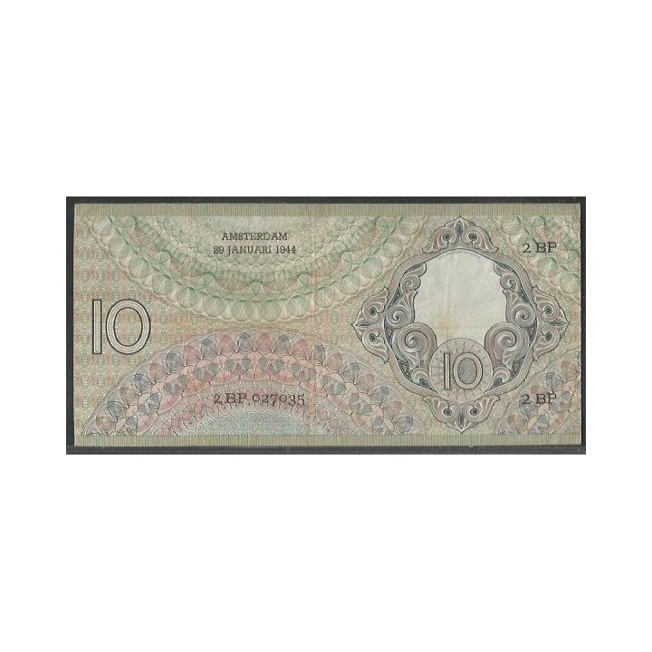 Holanda 10 Gulden 29 Ene 1944 P59 reverso