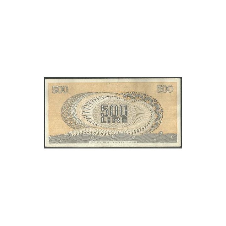 Italia 500 Liras 20 Jun 1966 P93a reverso