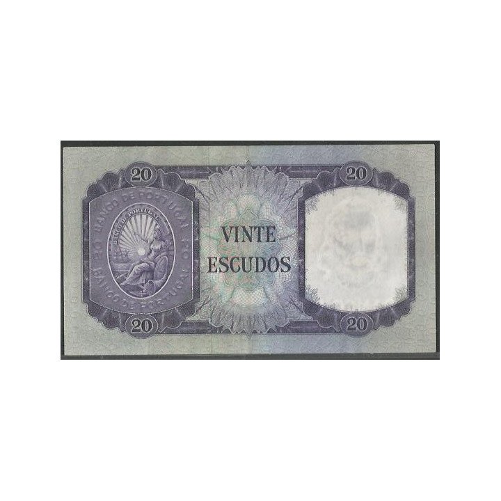 Portugal 20 Escudos 26 Jul 1960 P163a reverso