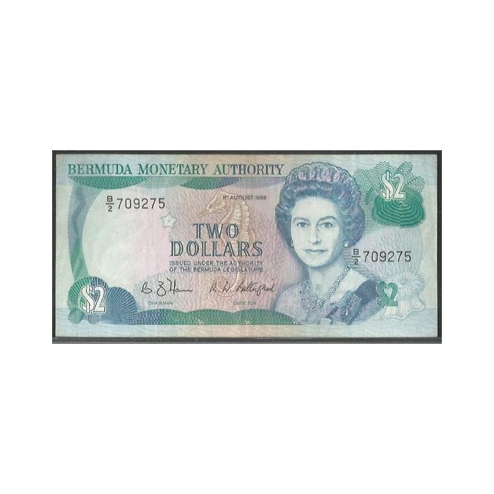 Bermuda 2 Dollars 1 Ago 1989 P34b