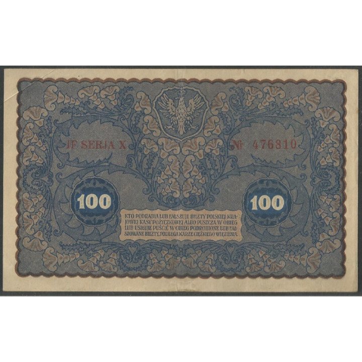 Polonia 100 Marek 23 Ago 1919 P27 reverso