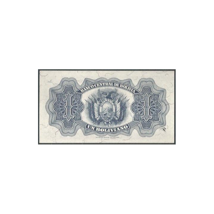 Bolivia 1 Boliviano 1952 Serie G16 P128c reverso