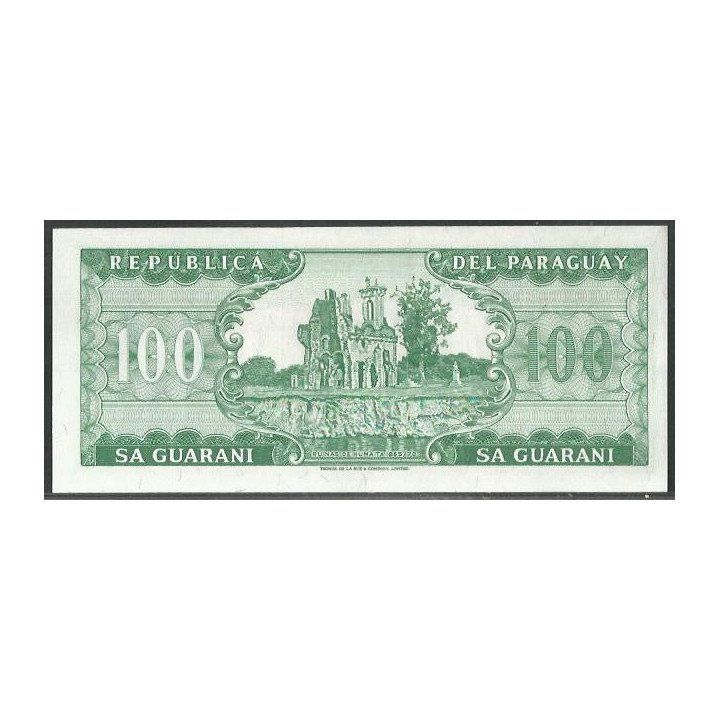Paraguay 100 Guaranies L1952 (1982) P205 reverso