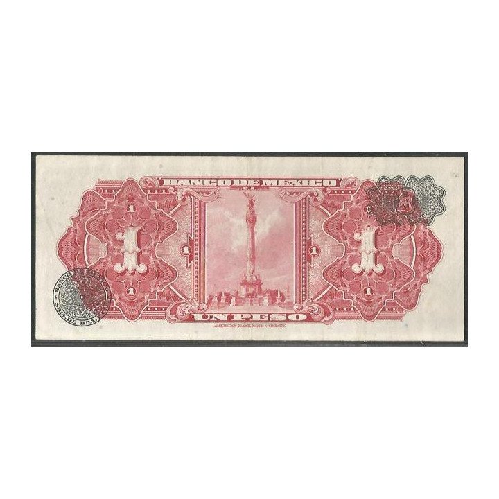 Mexico 1 Peso 8 Sep 1954 Serie ET P56b reverso