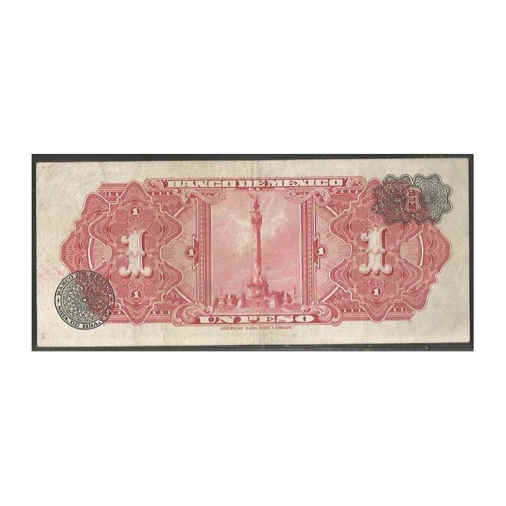 Mexico 1 Peso 8 Sep 1954 Serie ES P56b reverso