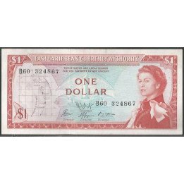 Estados del Caribe Oriental 1 Dollar ND1965 Firma 9 P13f