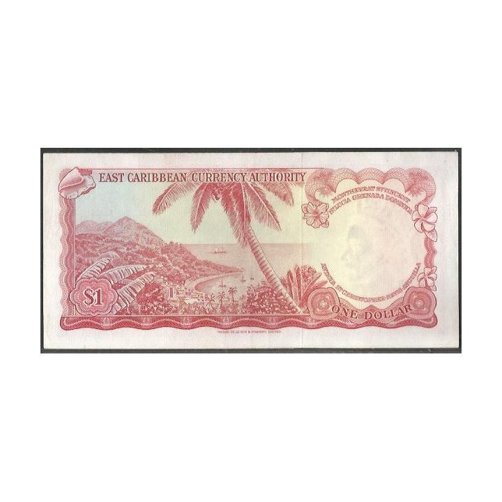 Estados del Caribe Oriental 1 Dollar ND1965 Firma 9 P13f reverso