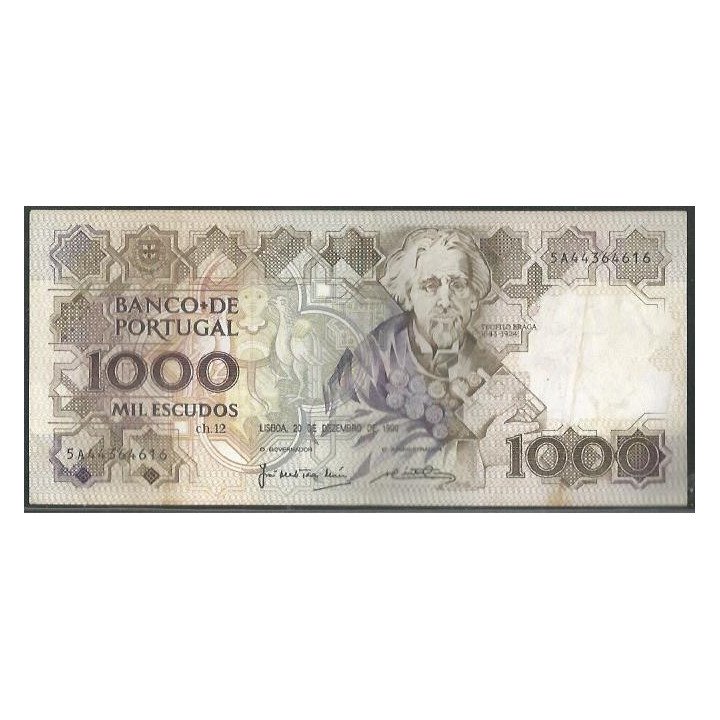 Portugal 1.000 Escudos 20 Dic 1990 P181h