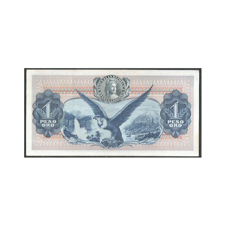 Colombia 1 Peso 20 Jul 1972 Reposicion "R" Pequeña BGW075 reverso