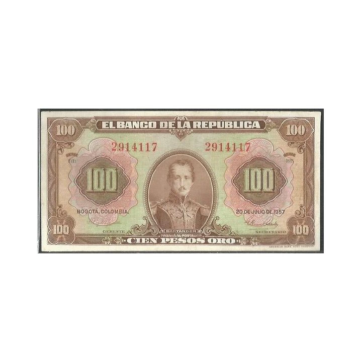 Billete de 100 Pesos 20 Jul 1957 BGW292