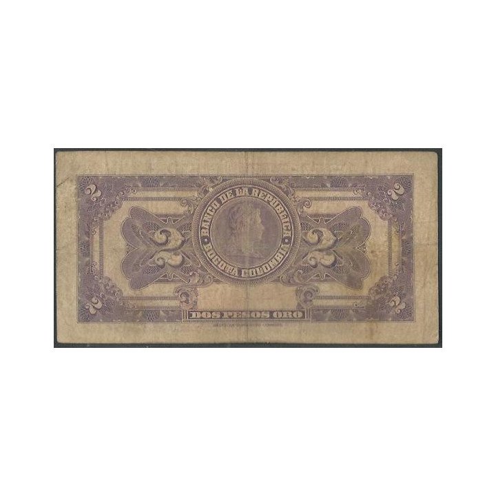 Billete de 2 Pesos 1 Ene 1950 7 Dig BGW090 reverso