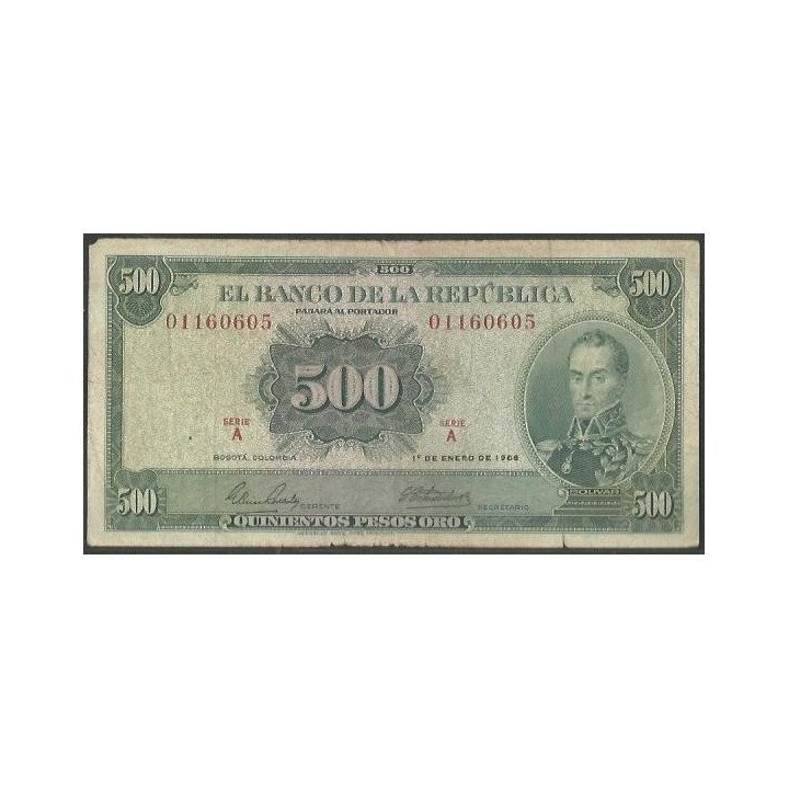 Billete de 500 Pesos 1 Ene 1968 BGW386