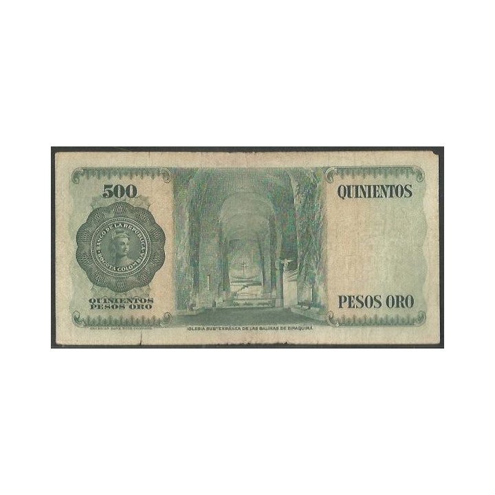 Billete de 500 Pesos 1 Ene 1968 BGW386 reverso