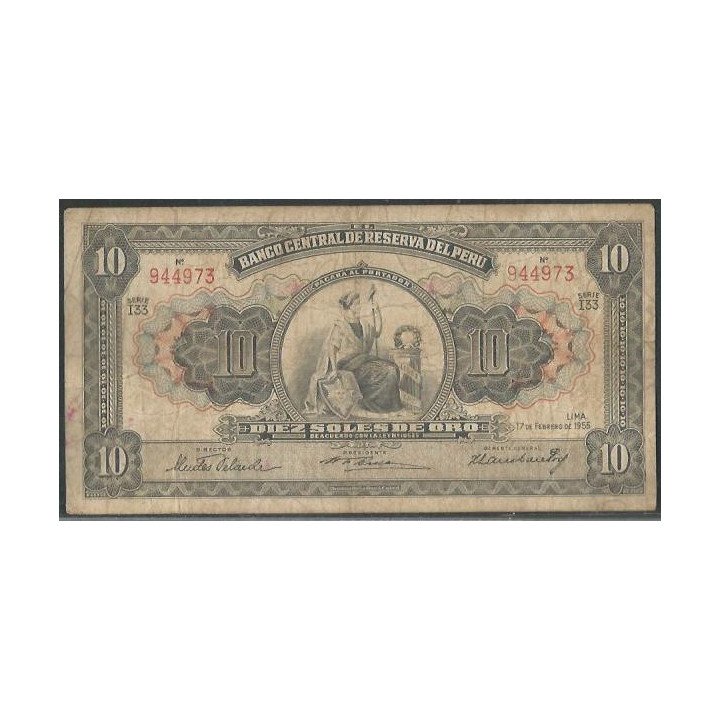 Peru 10 Soles 17 Feb 1955 P71a