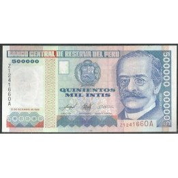 Peru 500.000 Intis 21 Dic 1989 B de M ZZ Reposicion P147