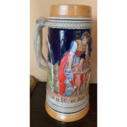 Jarro de cerveza "Pareja con perros en la mesa" - Alemania