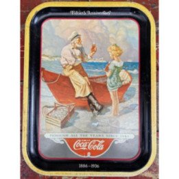 Bandeja Metálica Coca-Cola Fiftieth Anniversary 1886-1936 265 cm X 35 cm