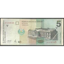 El Salvador 5 Colones 2 Mar 1998 P147b