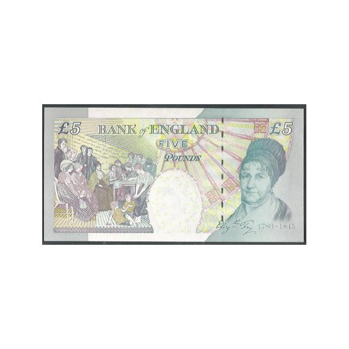 Inglaterra 5 Pounds 2002 (12) P391d reverso