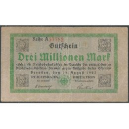 Alemania - Dresden 3.000.000 Mark 16 Ago 1923