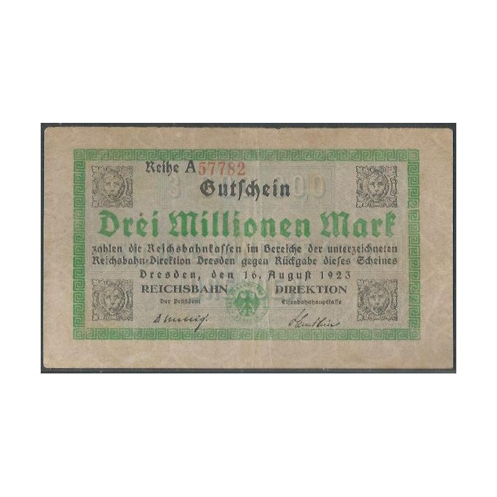 Alemania - Dresden 3.000.000 Mark 16 Ago 1923