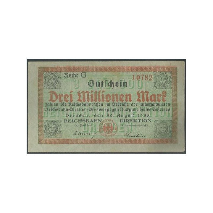 Alemania - Dresden 3.000.000 Mark 20 Ago 1923