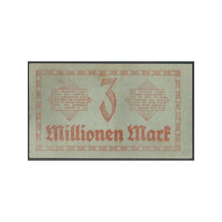 Alemania - Dresden 3.000.000 Mark 20 Ago 1923 reverso