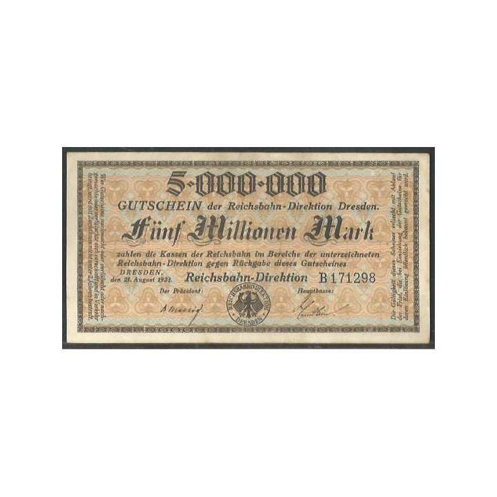 Alemania - Dresden 5.000.000 Mark 21 Ago 1923