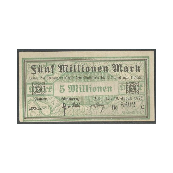 Alemania - Cochem 5.000.000 Mark 10 Ago 1923